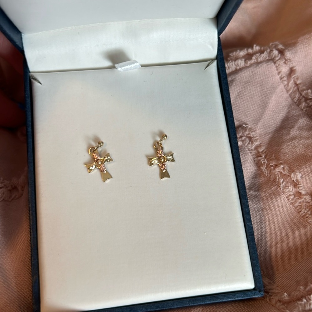 Solid Gold Cross earrings